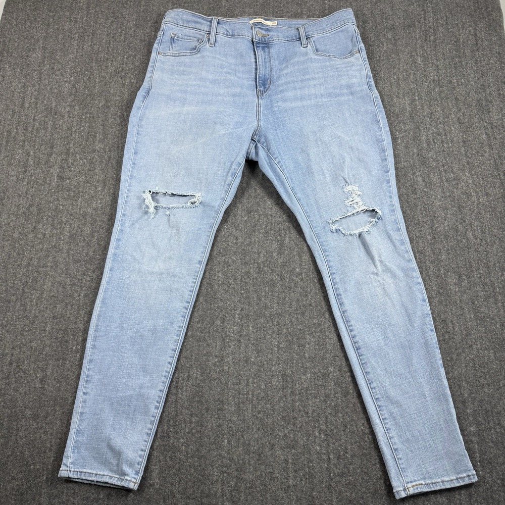 Levi's 721 Womens Jeans 16W High Rise Skinny Distressed Ripped Light Wash